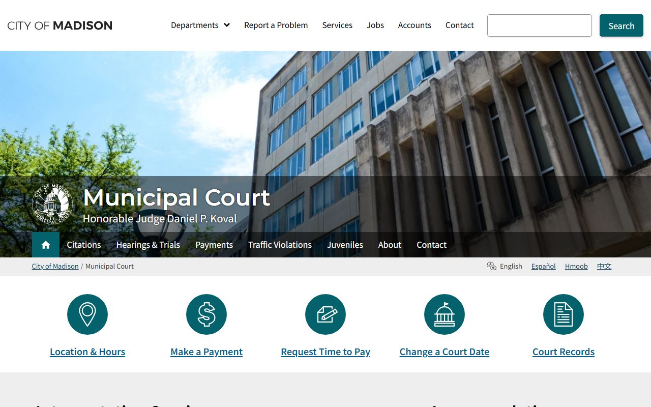 Madison traffic ticket records on the Madison Municipal Court website