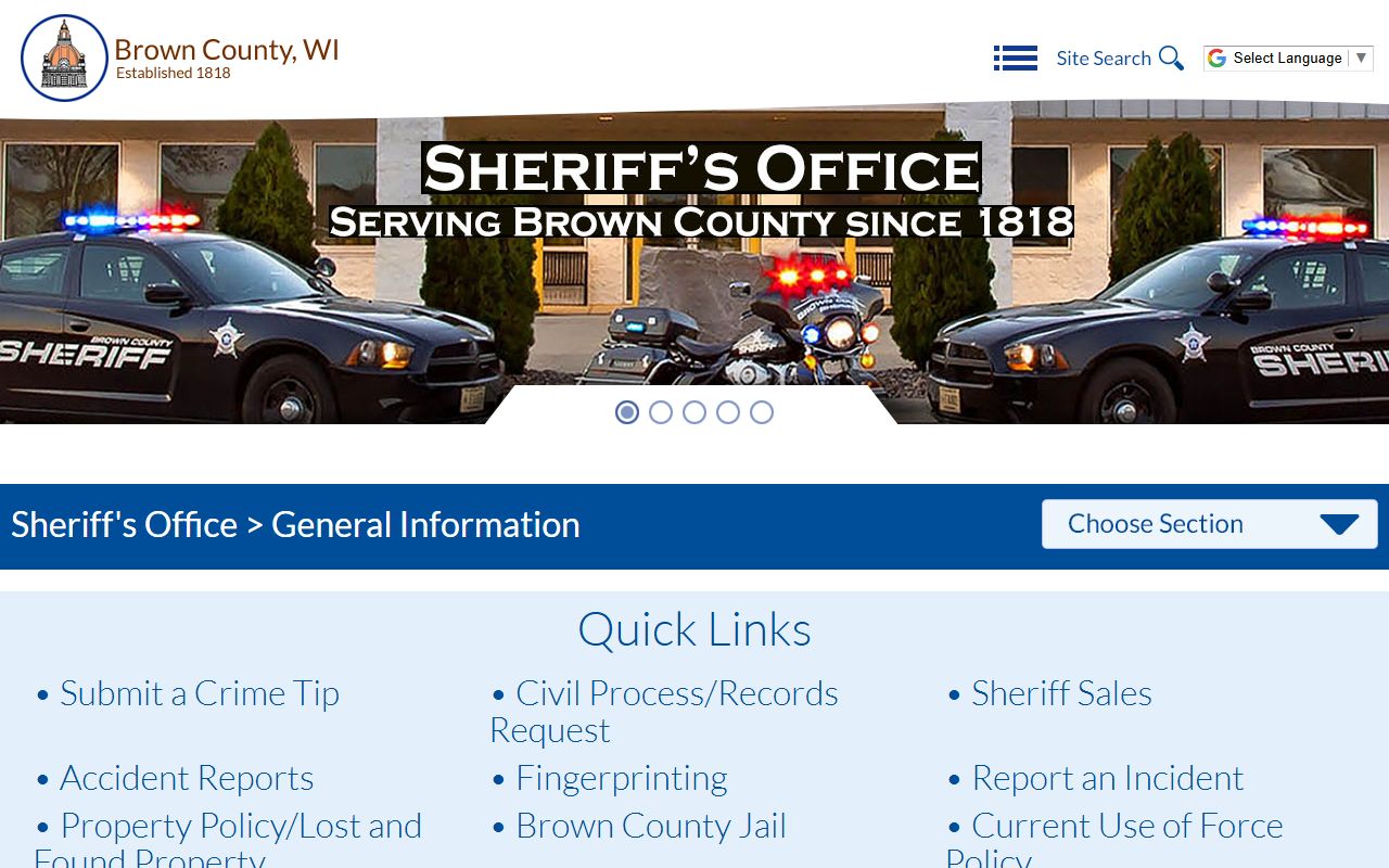 Brown County traffic ticket records at the Sheriff's Office