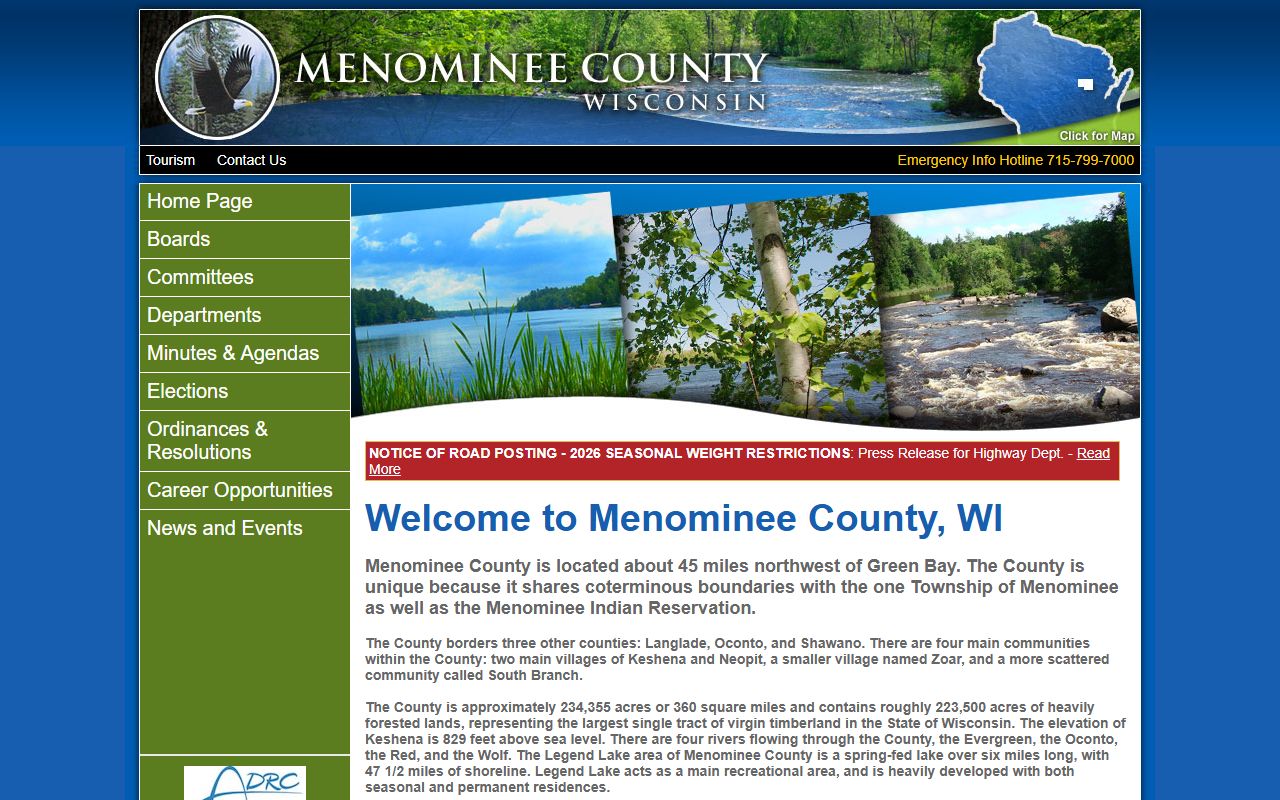 Menominee County traffic ticket records and county government website