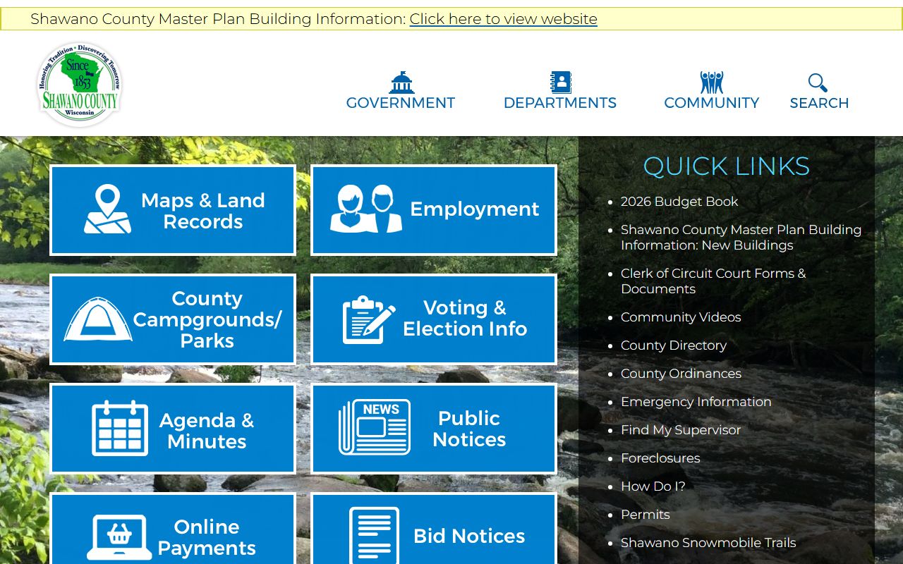 Shawano County traffic ticket records and county government website
