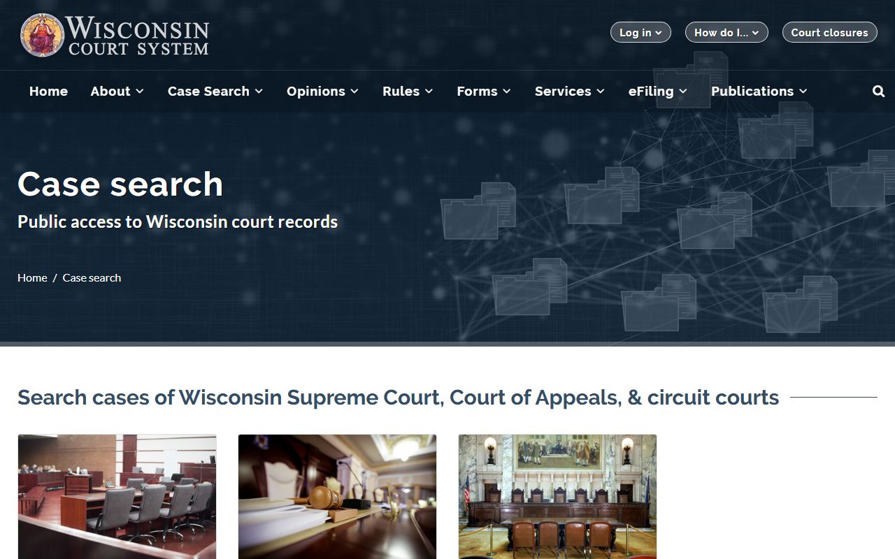 Wisconsin traffic ticket records on the Wisconsin court case search portal